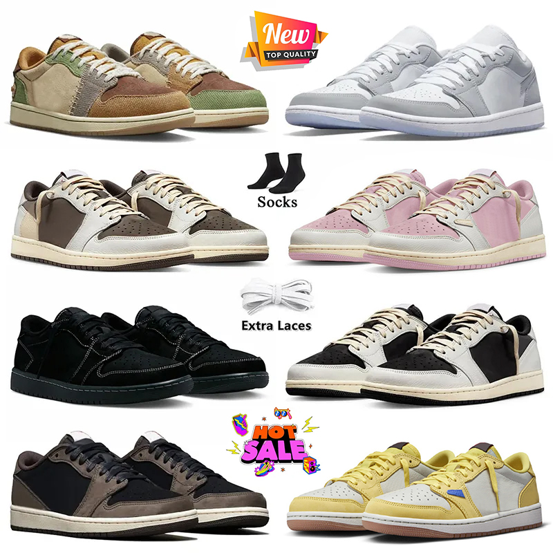 Zion Williamson Voodoo Jumpman 1 Low Basketball Shoes Reverse Mocha 1s Black Phantom Cactus Jack Fragment Golf Neutral Olive Wolf Grey Women Mens Trainers Sneakers 