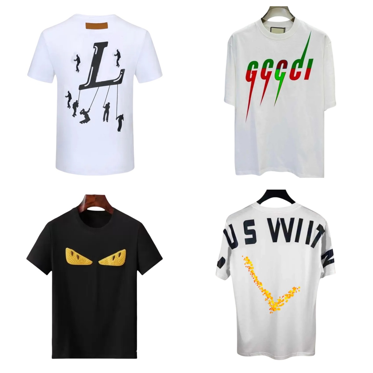 T-shirt créateur masculin Vêtements pour hommes à la mode T-shirt noir et blanc