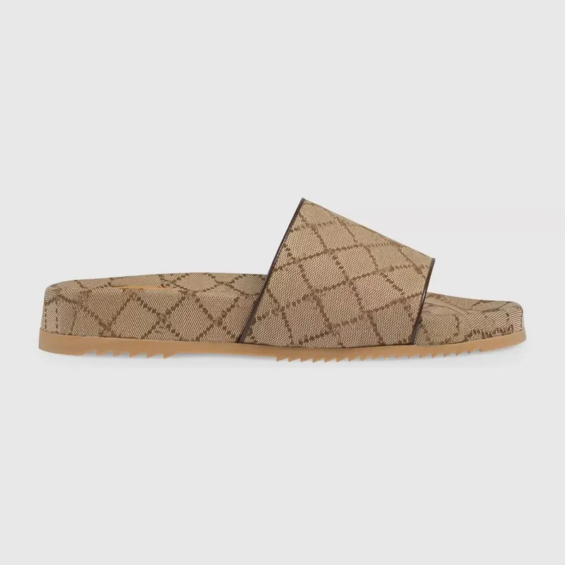 top shous canvas slides fashion slippers sport pool rubber loafers with box and dust bags-image-988344777