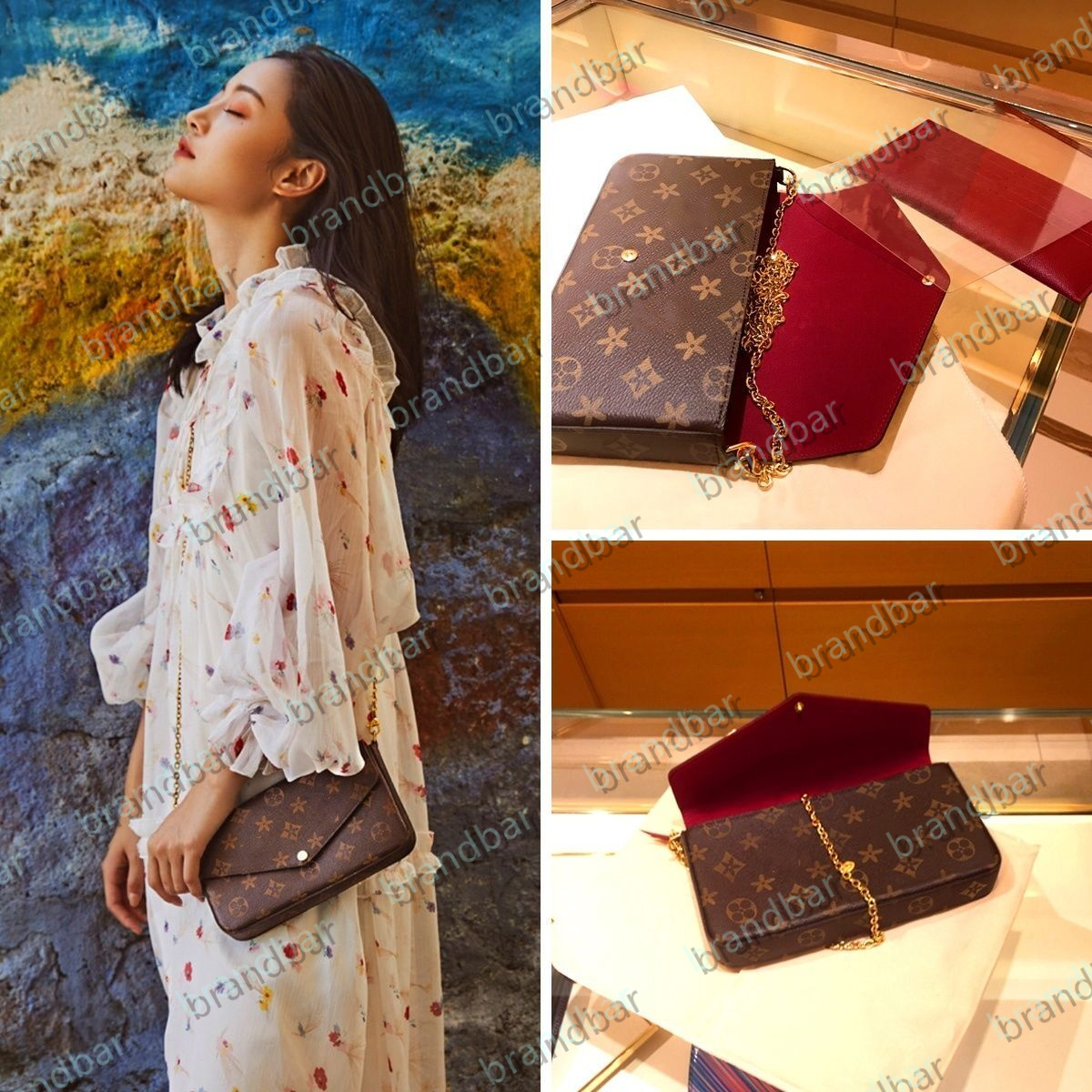 designer bag Felicie Pochette Chains Shoulder Bags Retail Leather Clutch Crossbody Handbags Women Portable Flap Designer Wallets tote M44813 6127-image-987130503