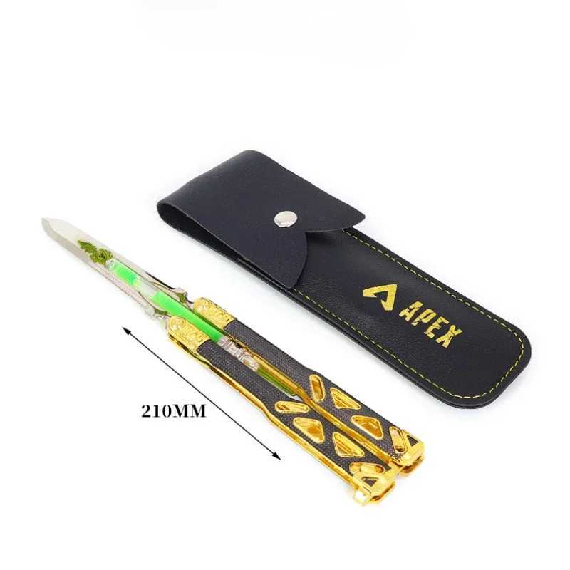 Novelty Games Butterfly Knife with Leather Sheath Liquid Model Metal Decoration 21cm Apex Game Peripheral Power Boy Inheritor T240607-image-987082379