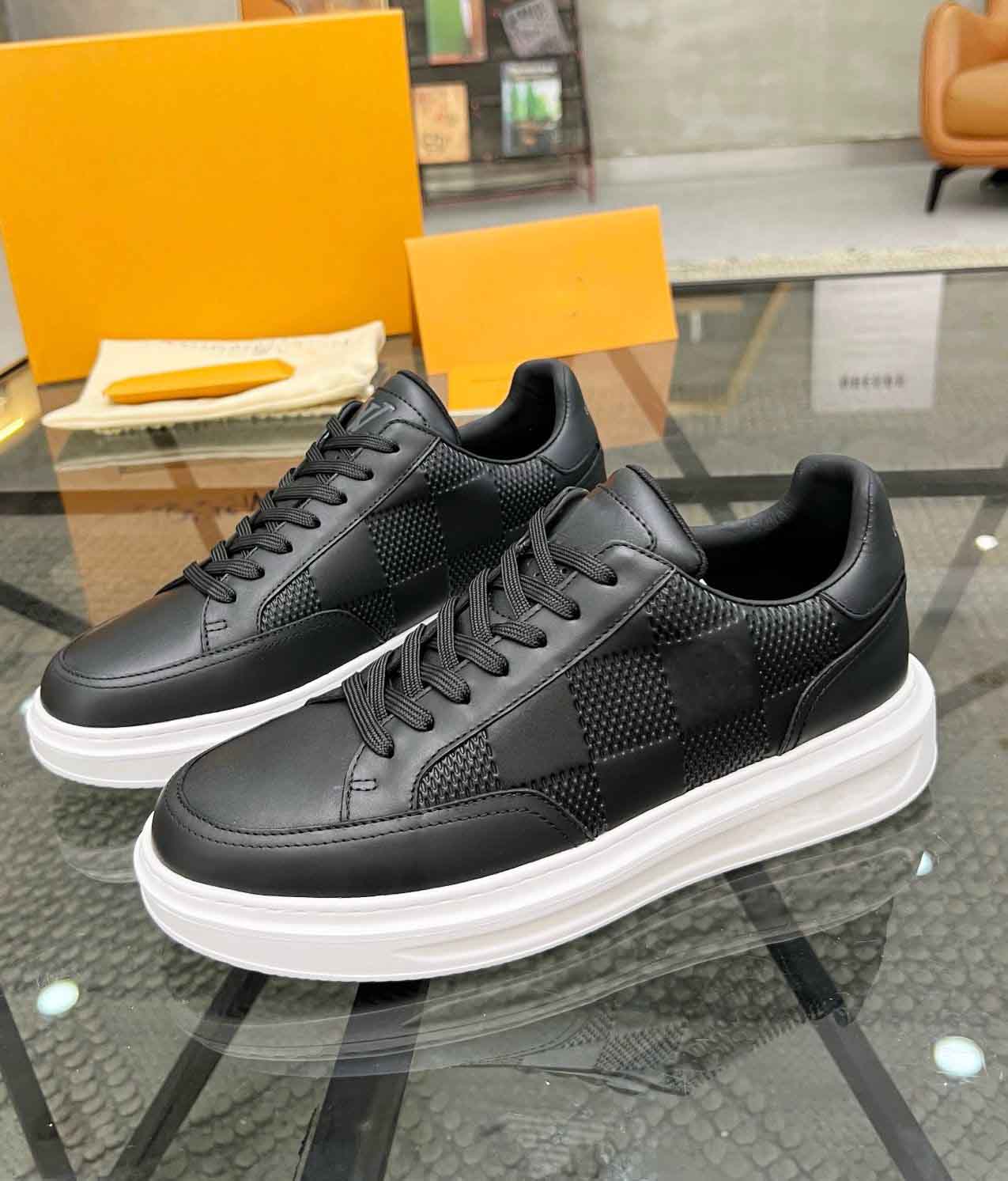 Famous Brand Men Beverly Hills Sneaker Shoes White Black Navy Leather Outdoor Trainer Party Dress Wedding High Quality Skateboard Walking EU38-46-image-986856835