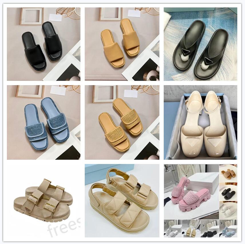 Summer Beach Slippers Ladies Designer Fashion Letter Patchwork Slippers Flats Sandles Beach Casual shoe Flip Flop-image-986997076