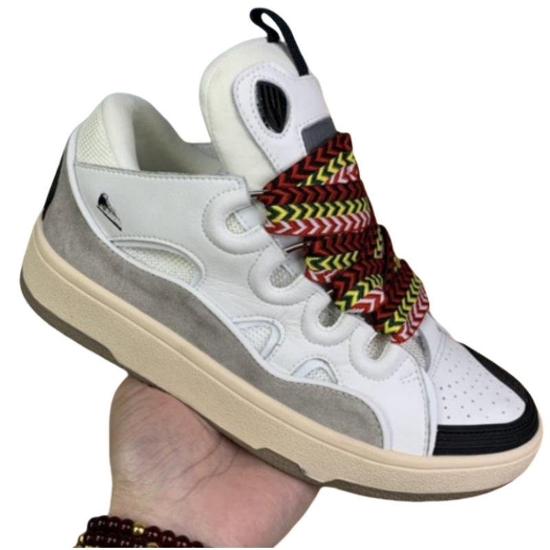 Fashionable casual shoes, luxury designer shoes, couples, men's and women's shoes, flat bottomed rubber cowhide shoes, lace up leather-image-986996546