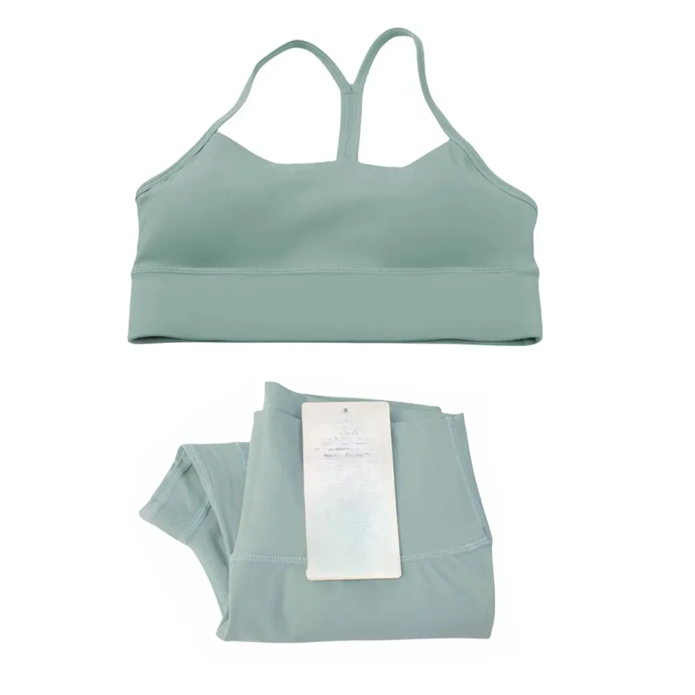 MN67 Womens Yoag Two Piece Set 2 Pieces Suit Gym Top Y-shaped Bra Fitness High Waist Push Up Align Leggings Workout Set Running Sports Tracksuits Sp