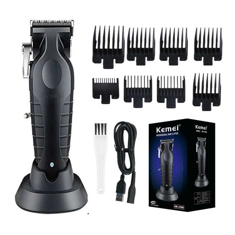 Scissors Shears KM2296 Kemei Original Professional Rechargeable Hair Trimmer Adjustable Hair Clipper USB Carving Barber Salon S6081-image-987150298