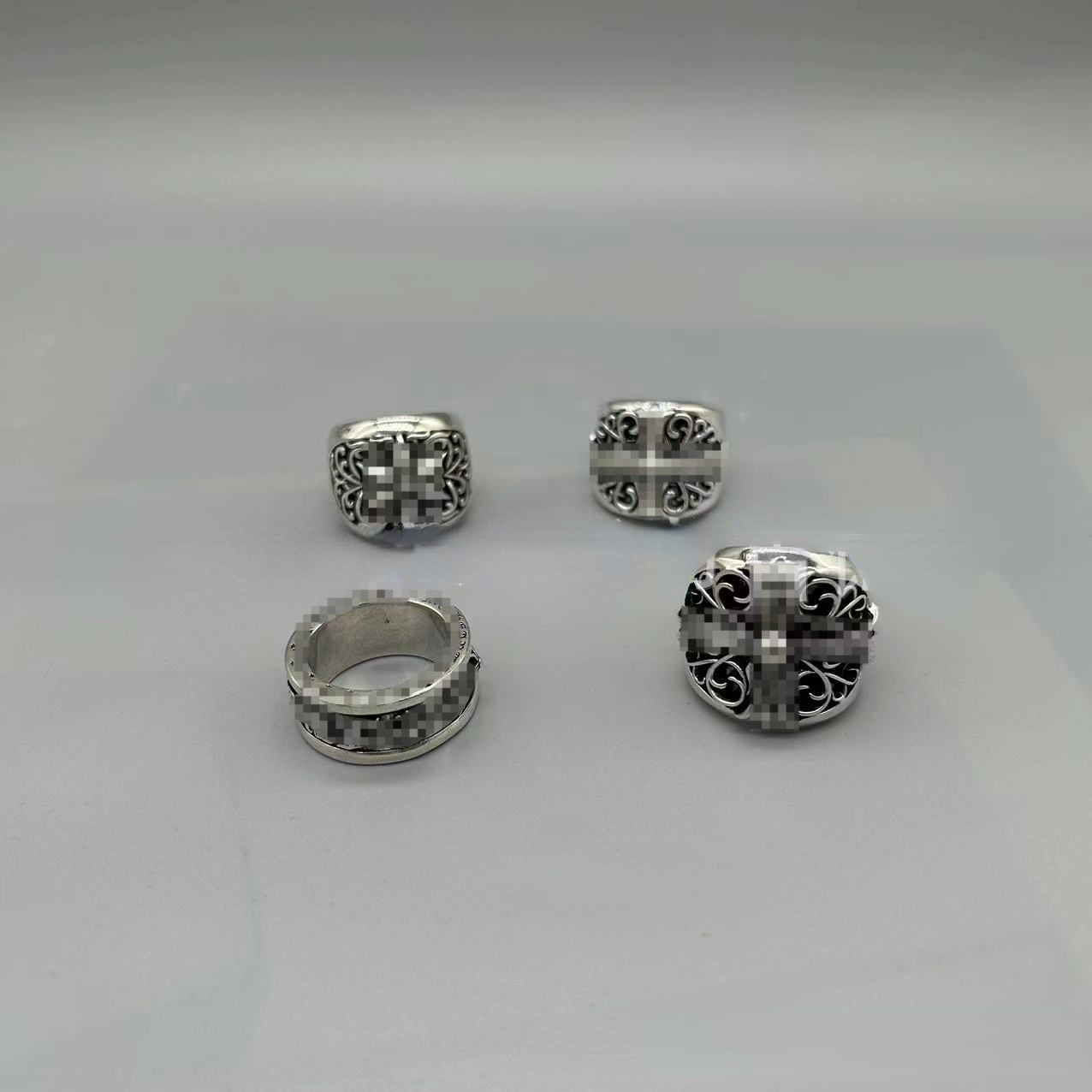 Designer Ring S925 Ch Vintage Punk Hip Hop Trendy Cross Open Couple Ring-image-987435146