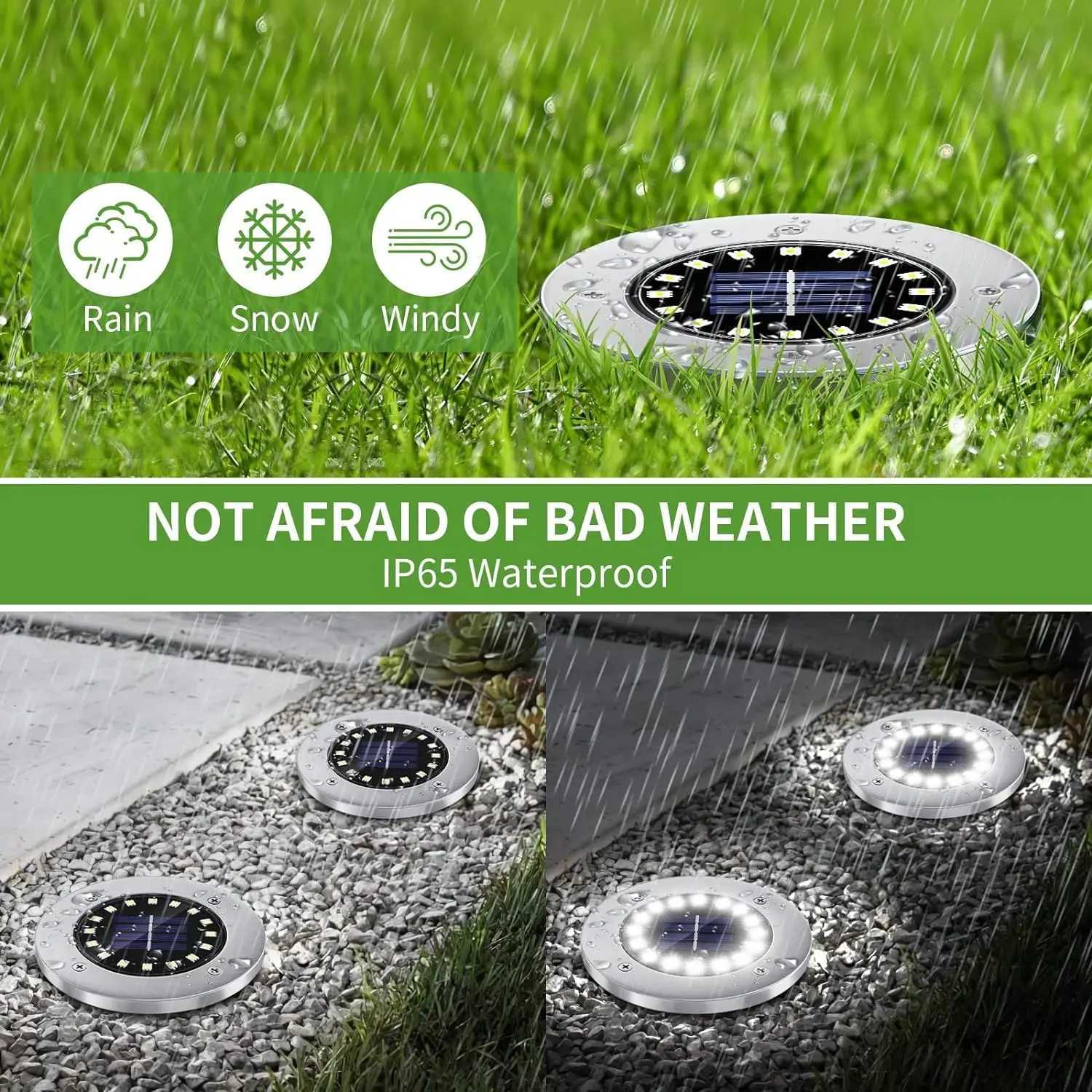 Lawn Lamps 16 LEDs Bright Solar Ground Lights Outdoor Waterproof Solar Led light for Pathway Garden Yard Lawn Walkway Driveway Decoration-image-987494294