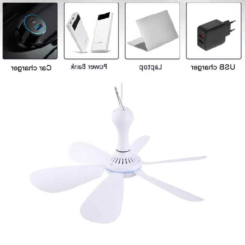 Electric Fans Silent 6 Leaves USB Powered Ceiling Canopy Fan with Remote Control Timing 4 Speed Hanging Fan for Camping Bed Dormitory Tent NL2605-image-987375088