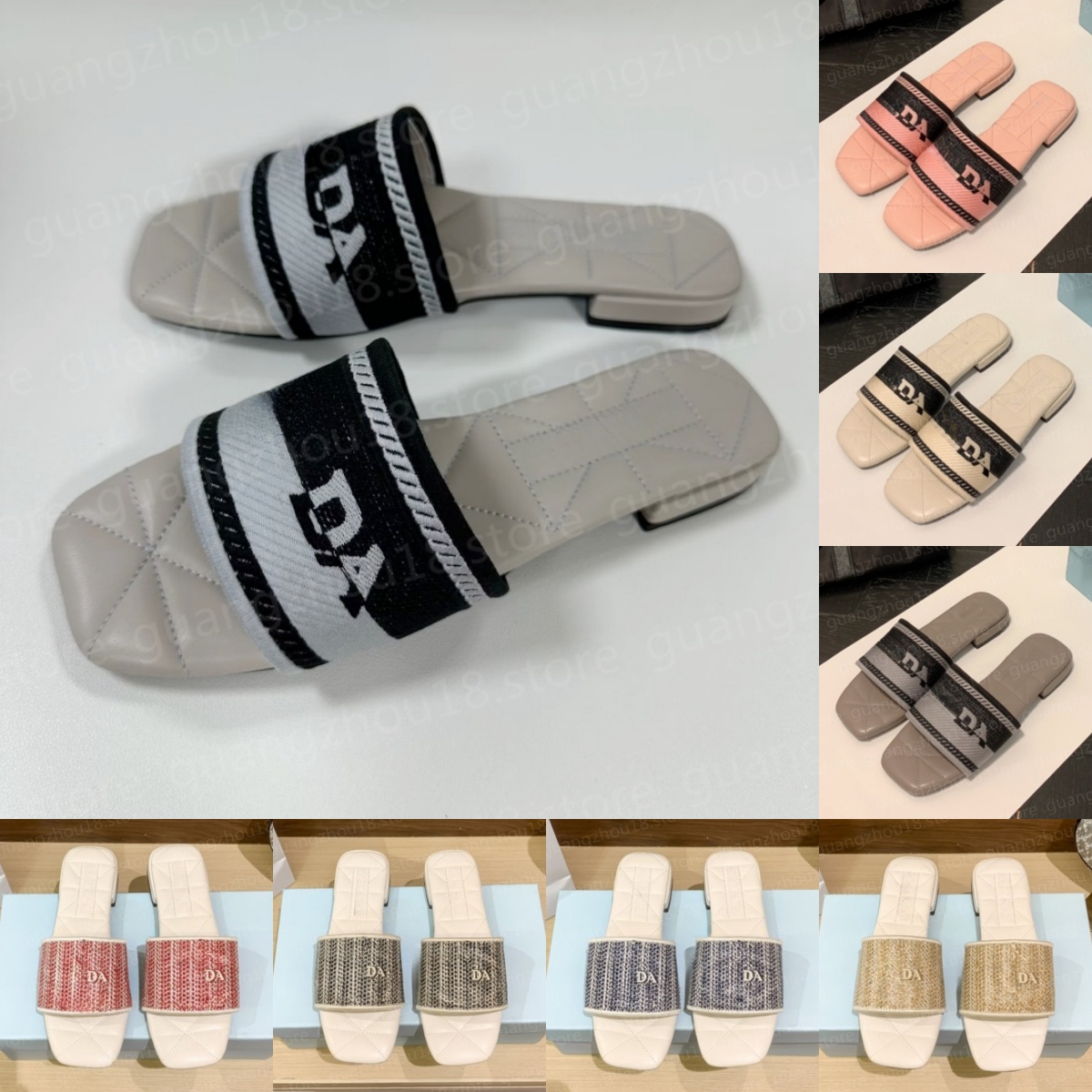 Fashion Designer Slippers for Women with Embroidery Summer Holiday Beach Shoes Alphabet Color Matching Slippers 26511-image-987371654
