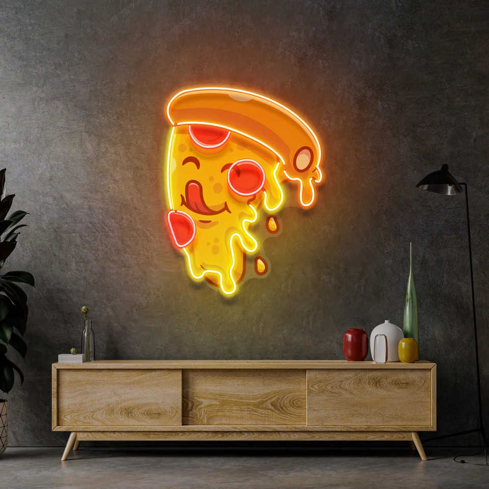 LED Neon Sign Pizza Food n Sign Wall Decor USB Powered Kitchen Restaurant LED Light Bar Beer UV Print Sign Coffee Business Shop Club Sign I11C-image-987375233