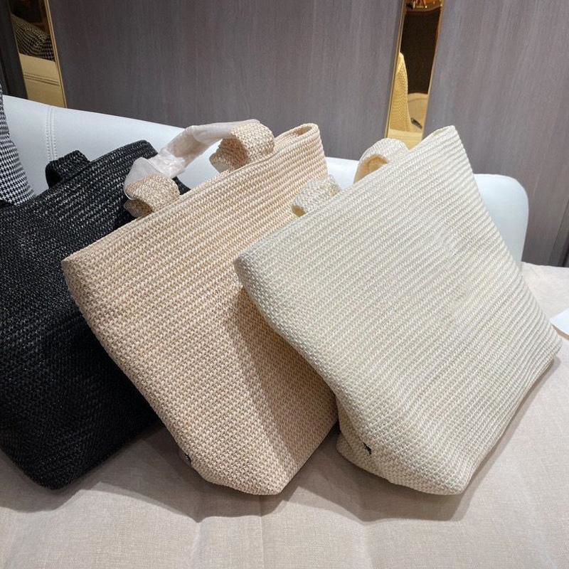 Top Summer Stripe Straw Fashion Bags Designer Bag Woman Crochet Tote Bag Luxury Handbag Summer Shopping Purse Totes Shoulder Handbags Triangle-image-886231233