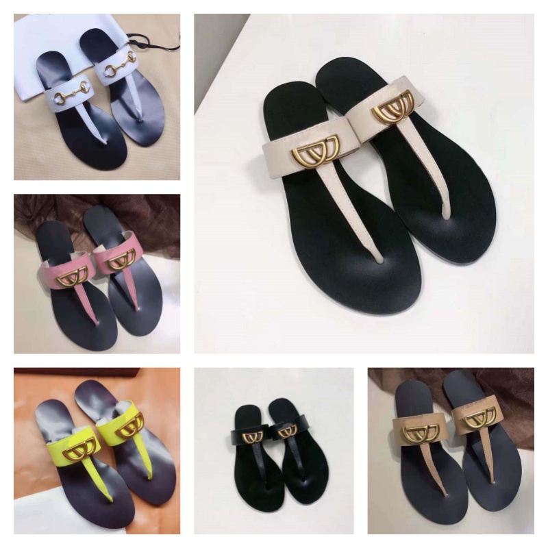 womens designer slippers women beach slippers summer women shoes letters leather flat designer shoes leather sandals metal buttons lazy ladies lo-image-987555121