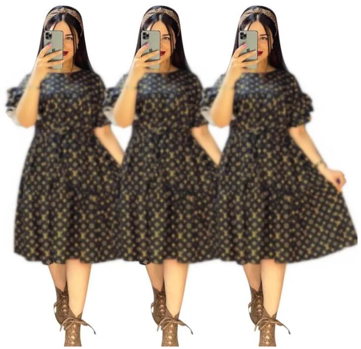 Womens Dress Luxury Letter short Sleeve Party A-Line Dress Ladies Sexy V-neck Mini Dresses hot-image-796157051