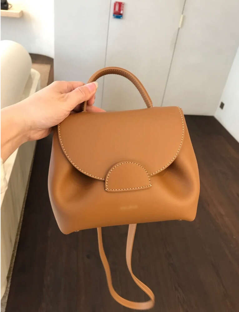 Tonca Texture Double Shoulder Bag Camel Numero un nano ma cyme Handbag Womens Crossbody Leather Luxury Underarm