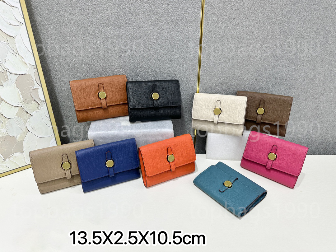 Designer Wallet Luxury Round buckle Short keychain Wallets Card holders Purse Passport Bags fashion cowhide Genuine leather wallet For lady woman-image-987720413
