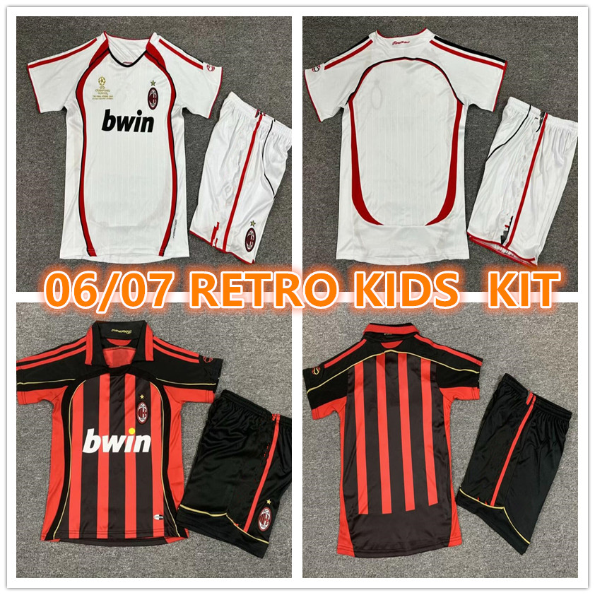 ACs KIDS Retro Soccer Jerseys KIT 2006 2007 2009 2010 MILANS football shirt Gullit 06 07 09 10 Van Basten KAKA Inzaghi RONALDINHO Vintage Classic-image-987734609