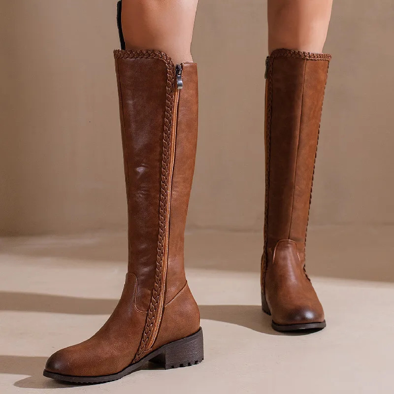 Multi-Size Men Women Kids Equestrian Boot Kits Vintage Knee High Boots Female Sexy For Women Autumn Winter Black Brown full grain leather dressage c