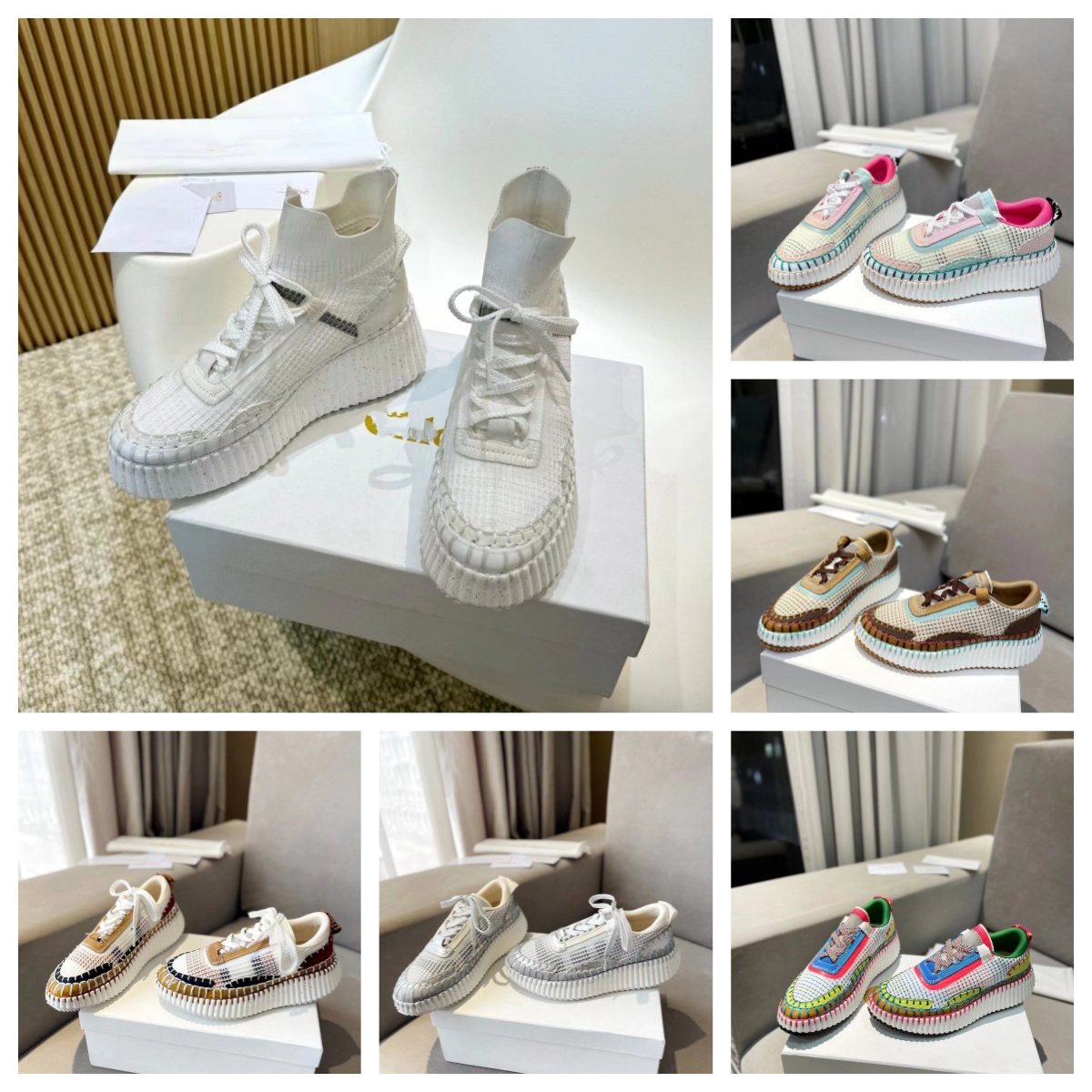 shoes designer shoes women shoes summer breathable mesh nama sneaker rainbow series sneakers all hand-sewn rubber foam thick-soled high casual sh-image-987970790