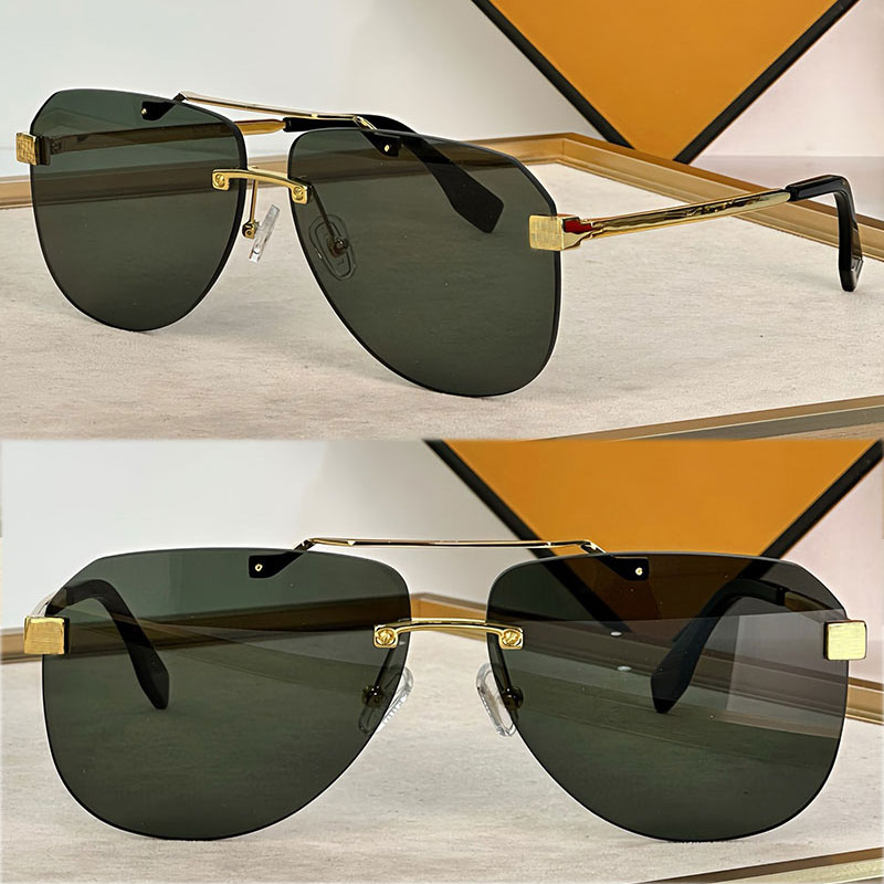 Latest Square Sunglasses 40115 Mens Designer Casual Frameless Sunglasses UV400 Protective Mirror Frame F Logo Design Mens Black Business Mirror-image-988006450