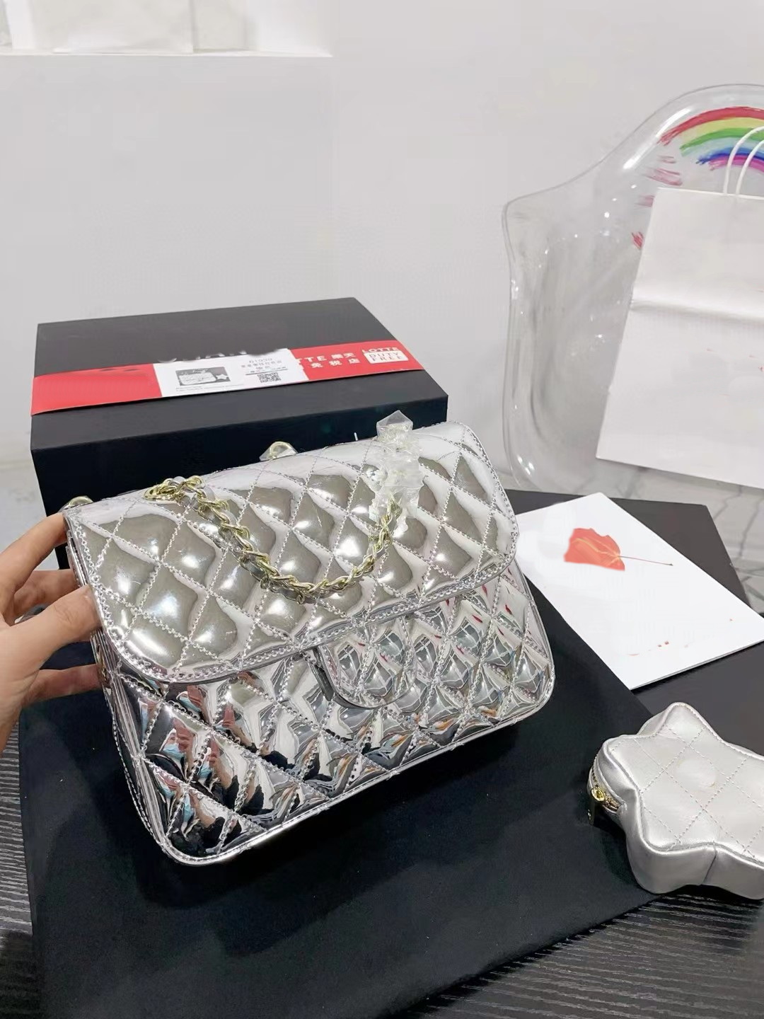 5A Double Star Backpack, Star Bag, girl Mother and Child Bag, Retro Cute Shoulder Bag, Handbag, Women&#039;s Luxury Designer Bag, High Quality Ge-image-991412648