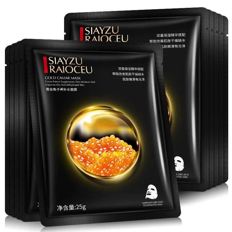 maquillaje Luxury 10Pcs Golden Caviar Facial Refreshing Oil Control Skincare Sheet Mask Sheets Masks For Face 240531 Free Shipping