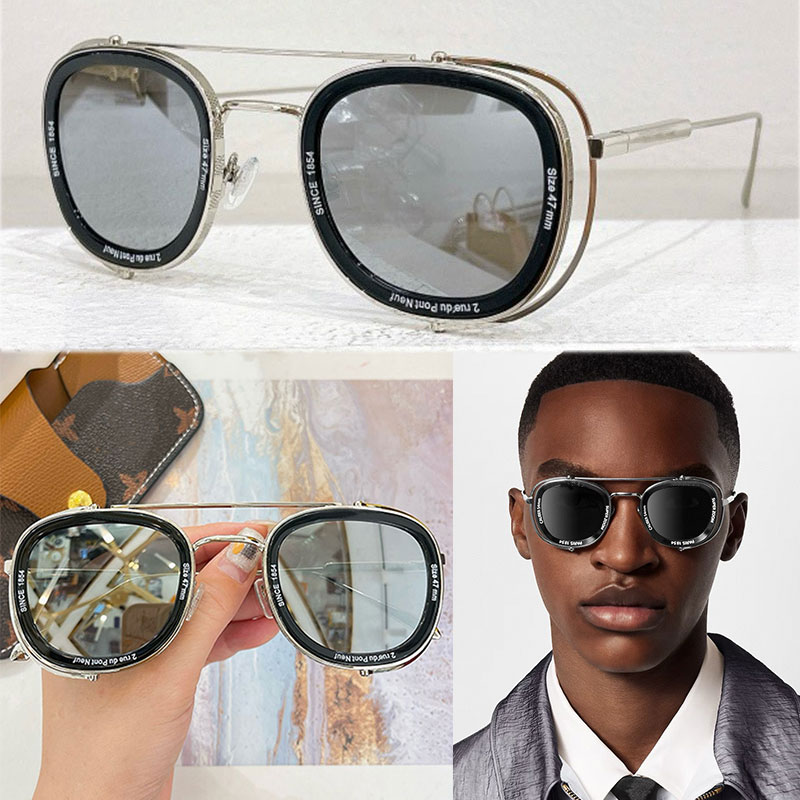 Super Vision Metal Mens Pilot Square Sunglass Z2213 Mens Designer Square Double Bridge Arc Mirror Frame Design UV400 Protective Titanium Metal Fr-image-994846472