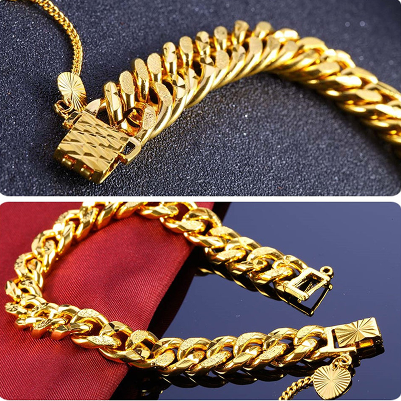 expend designer bracelet fine jewelry 24K Gold Plated Copper Hiphop 15mm 10mm cuban link bracelet charm jewlery for man imitation luxury brand gi-image-988319651