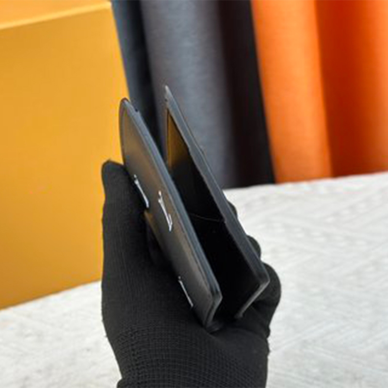 Luxury Short Wallet White Letters Black Leather Men Wallet Women Purse Cardholder Leather Wallet Business Card with Original Box-image-993012985
