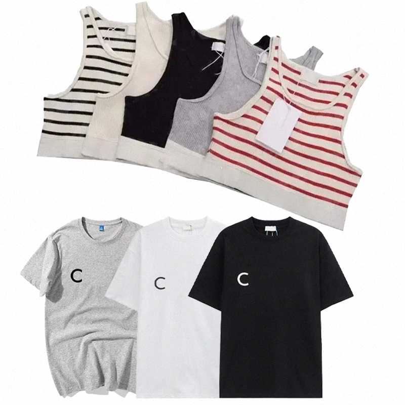 Designer Womens Tank Tops T Shirts Tees Crop Embroidery Sexy Casual Sleeveless Backless Solid Stripe Color Vest-image-764694242
