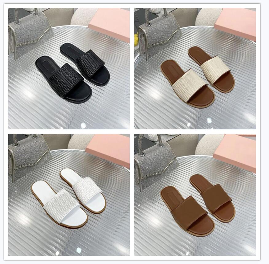 Sandals Women Slides Fashion Womens Classic Real Leather Letter Printed Flat Summer Sandals Slippers Shoes-image-988285730