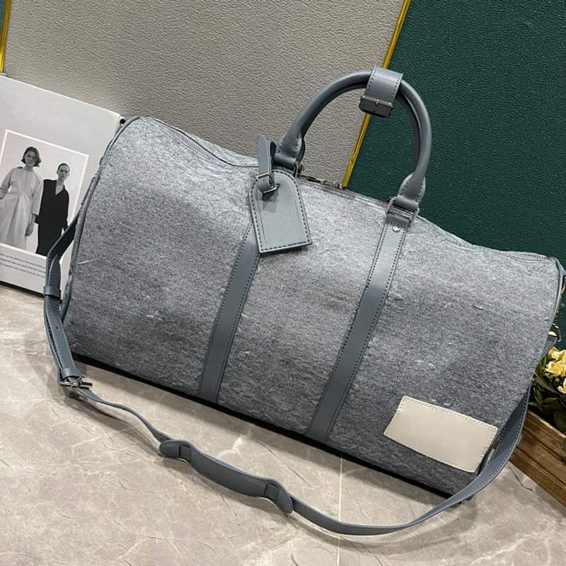 Luxury Genuine Leather Shoulder Bag High-quality Travel Duffle Bag Designer Unsisex Sport Bag Brand Luggage Handbag 50CM-image-988994968