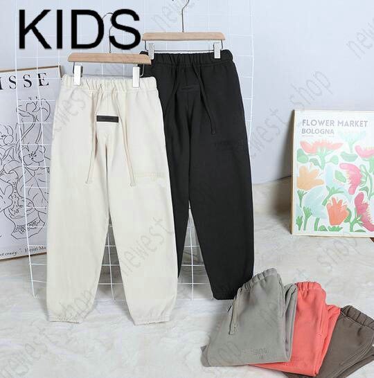 kids boys girls pants oversize loose classic silicon front big letter Drawstring skateboard streetwear terry Clothing trousers black khaki orange-image-988737799
