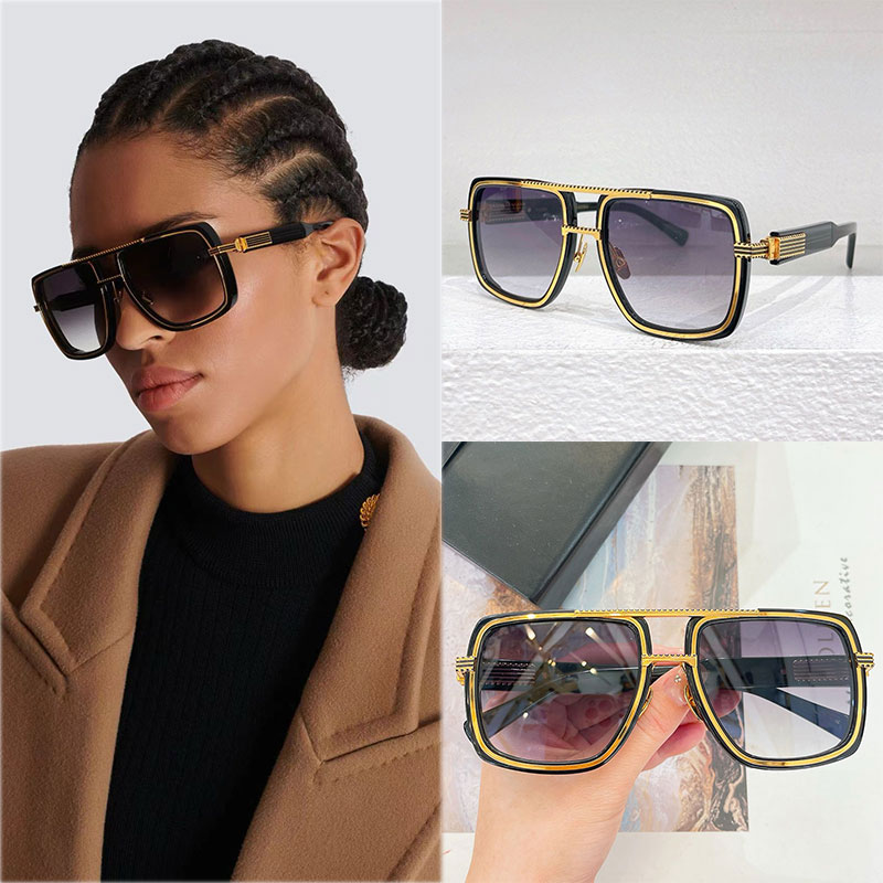 Luxury Mens Womens designer square sunglasses with thickened acetate frame UV400 protective black lenses for Mens casual sunglasses serrated leg-image-989030050