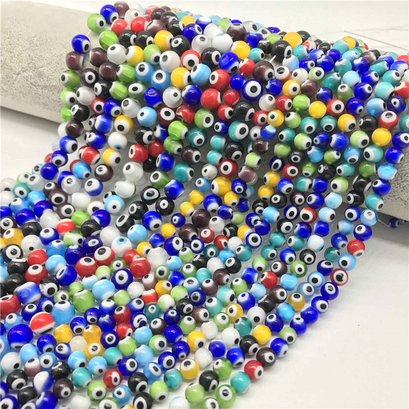 Wholesale 4mm/6mm/8mm/10mm Lampwork Glass Murano Handmade Beads Round Blue Evil Eye Beads Jewelry bracelet accessories