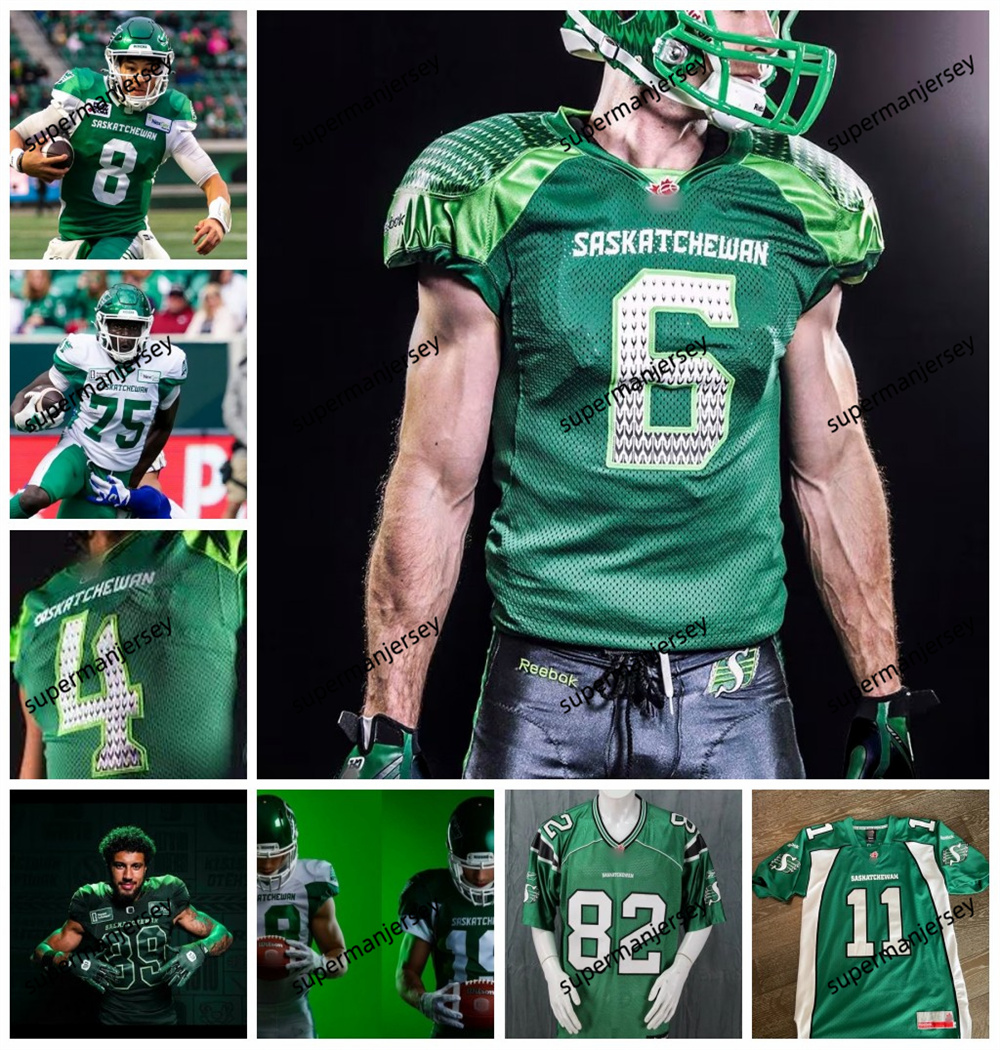Custom Saskatchewan Roughriders Jersey - 2024 CFL Football Uniforms - Mike Edem, Nick Marshall, Rolan Milligan, Godfrey Onyeka, Damon Webb, Jorge-image-988508388