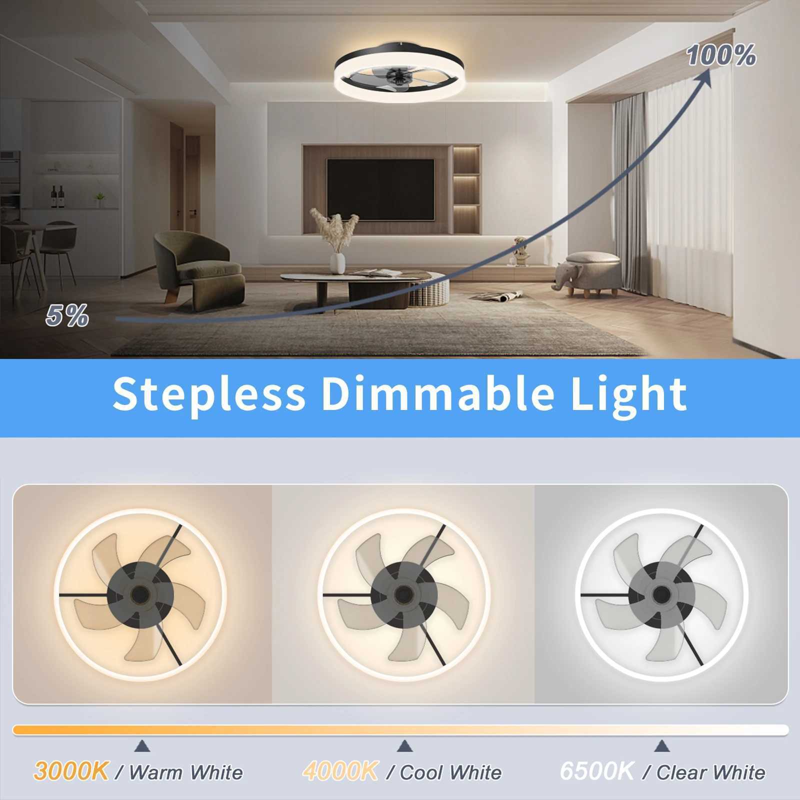 Pendant Lamps Household LED Modern Ceiling Fan with LED Light DC motor 50CM Large Air Volume Remote Control for Kitchen Bedroom Dining room-image-988856194