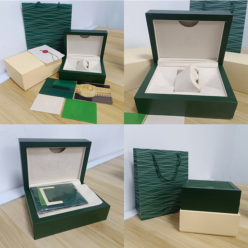 Green Watch box Luxury Men's Watch Boxes Original Inner and Outer Women's Watch case Men's rolex Watch Green boxes Brochure Card A-image-989420750