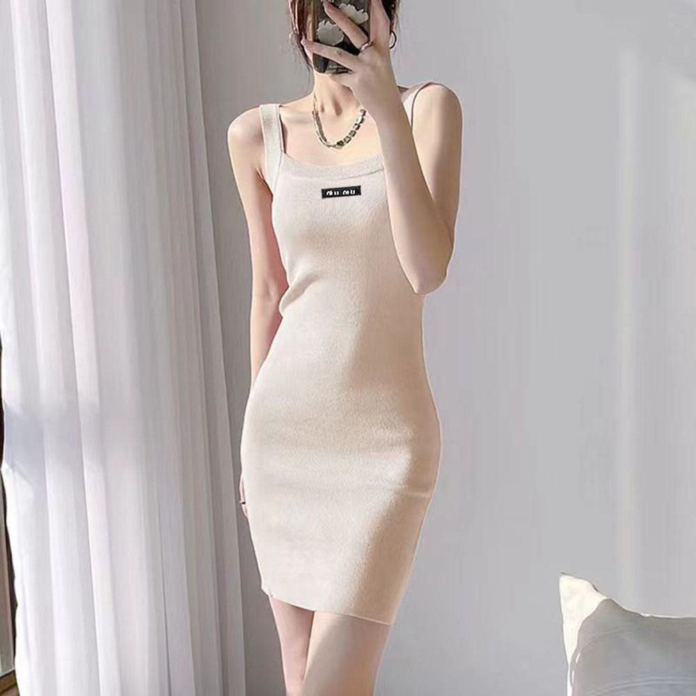 Woman Casual Dresses Shirt Vestidos Designer Tops Vest Short Sleeve Summer Womens Dress Slit Skirt Outwear Slim Style S-L-image-989405886