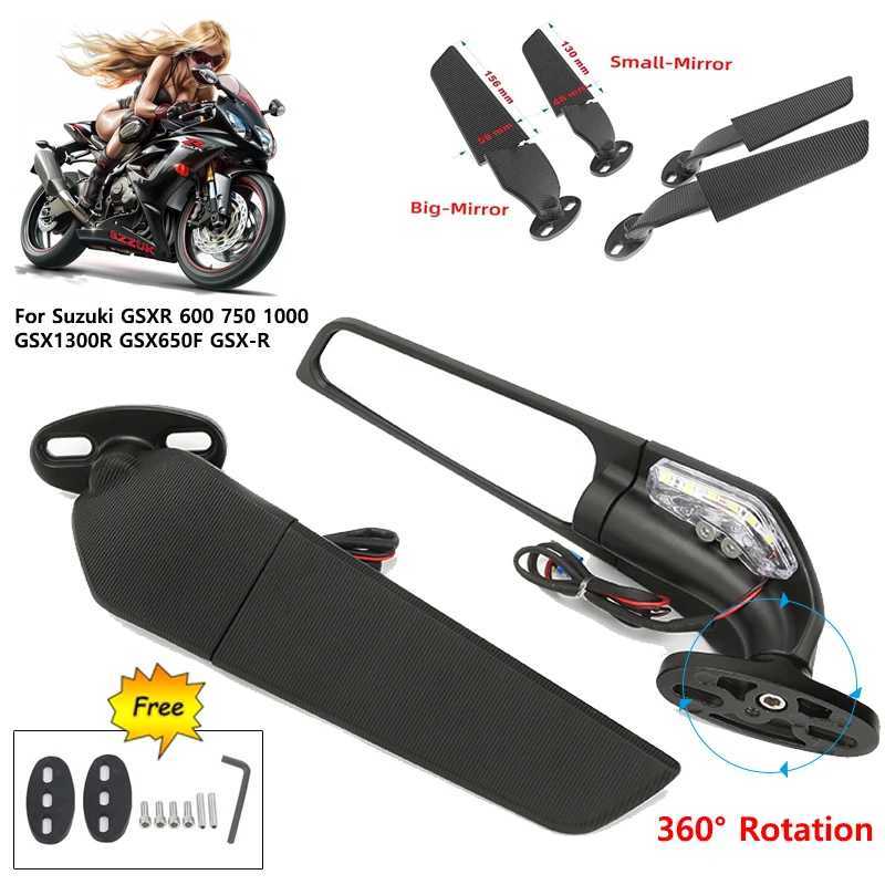 Motorcycle Mirrors For Suzuki GSXR 600 750 1000 GSX1300R GSX650F GSX-R Motorcycle Mirror Modified Wind Wing Adjustable Rotating Rearview Mirror-image-989298141