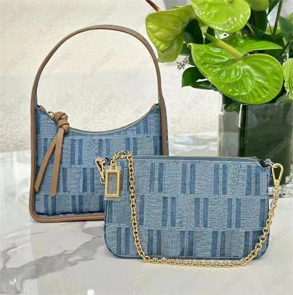 Luxury Designer Shoulder Bags for Women Half Moon Hobo Bag Lady Fashion Brand Underarm Bags Denim Small Clutch Handbag Purse-image-989289062