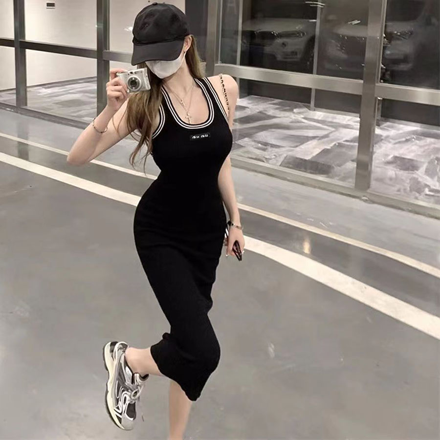 Woman Vestidos Womens Dresses Shirt Designer Tops Vest Short Sleeve Summer Womens Dress Slit Skirt Outwear Slim Style S-L-image-989405988