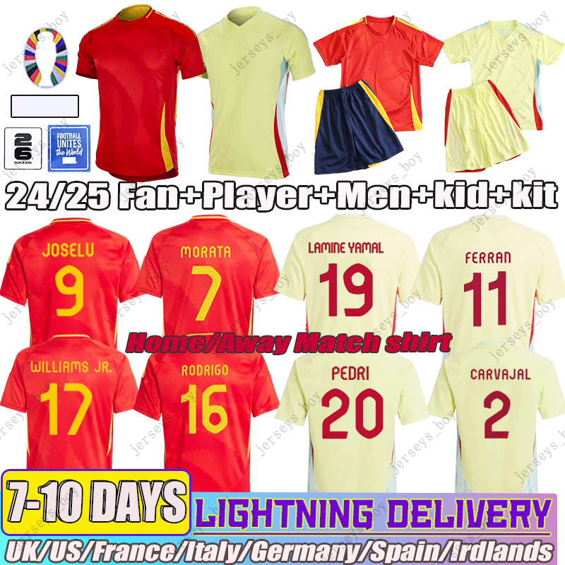 24 SpAIns 17 Lamine Yamal Soccer Jerseys MORATA FERRAN ASENSIO SpANiSh National Team ZUBIMENDI FABIAN Football Shirt Men Kids Kit Set Home Away C-image-944609235