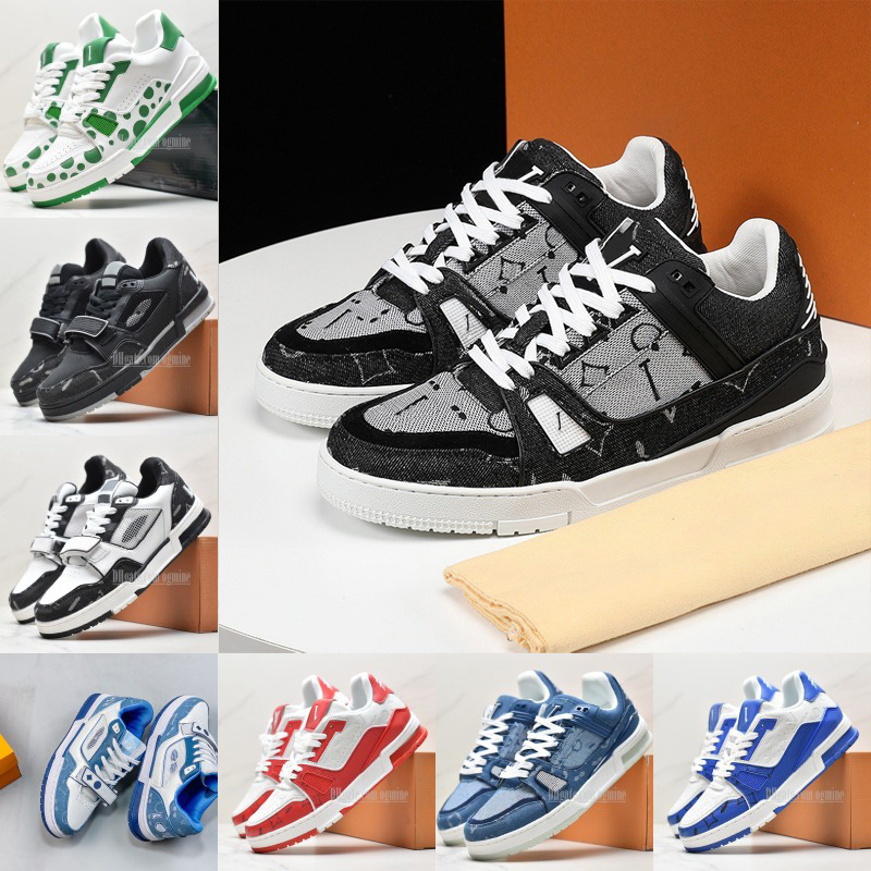 Designer sneaker trainer casual shoes denim canvas leather white blue letter flat platform mens womens low trainers sneakers 36-45 Outdoor skateb-image-989746778