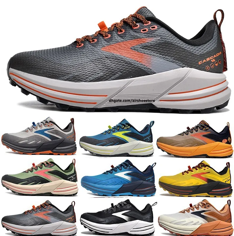 High Men Women Brooks Cascadia 16 Rubber Running Shoes Triple Black White Soft Sole Vision Color Blush Outdoor Trainers Platform Sports Designer-image-989738473