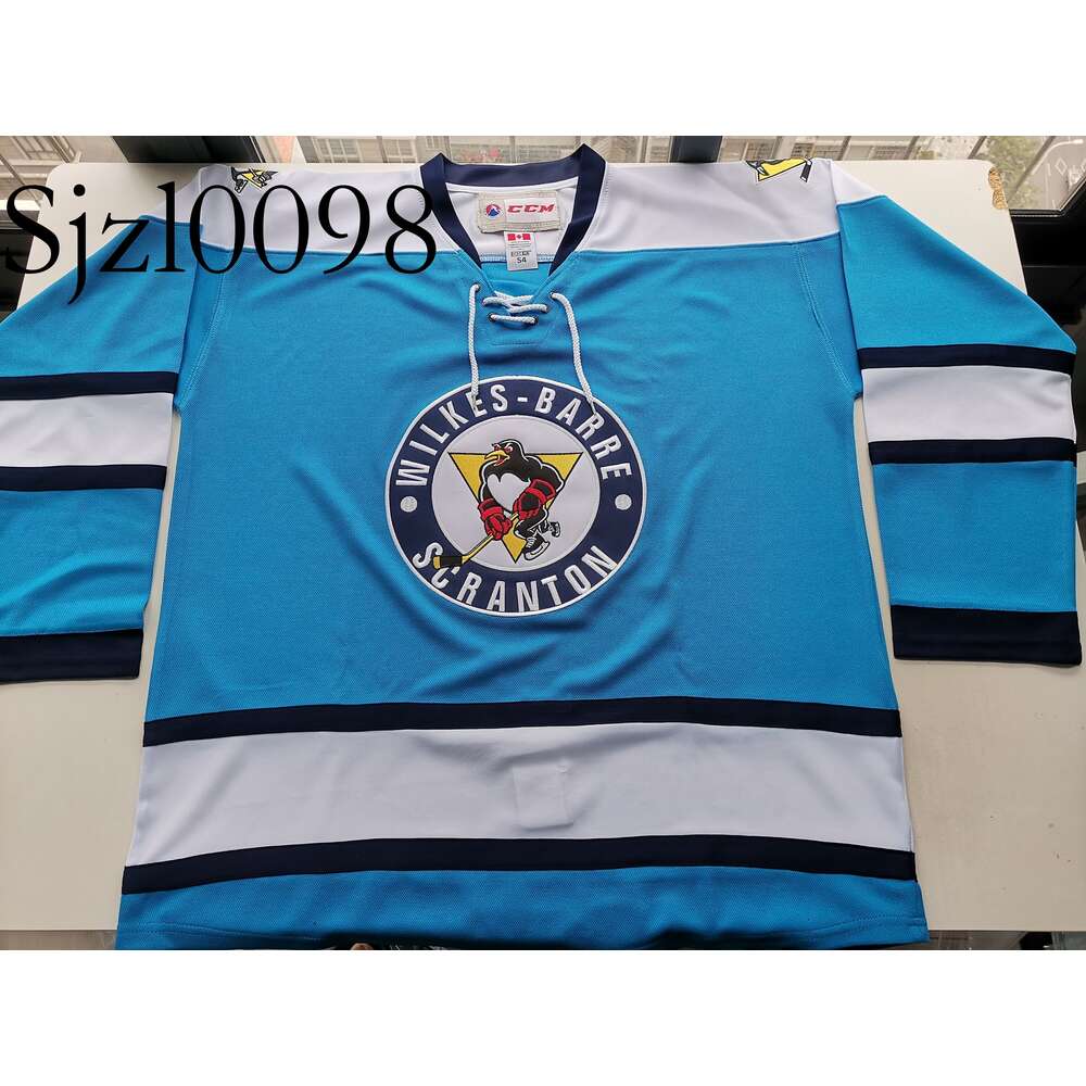 SJ98 Hockey jerseys Physical photos Wilkes Barre Scranton Penguins CUSTOM BLUE BLANK Men Youth Women High School Size S-6XL or any name and numbe