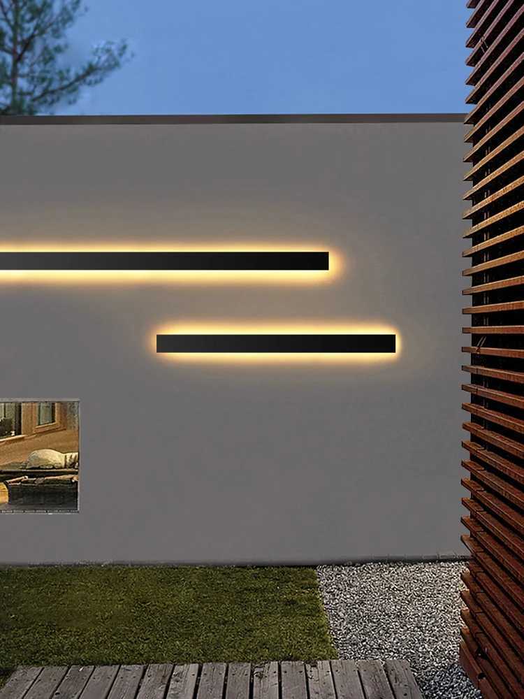 Outdoor Wall Lamps Modern Waterproof Outdoor Wall Lamp LED Long Line Lamp IP65 Aluminum Wall Light Garden Villa Porch Wall Light DC24V AC85V-265V-image-989777982