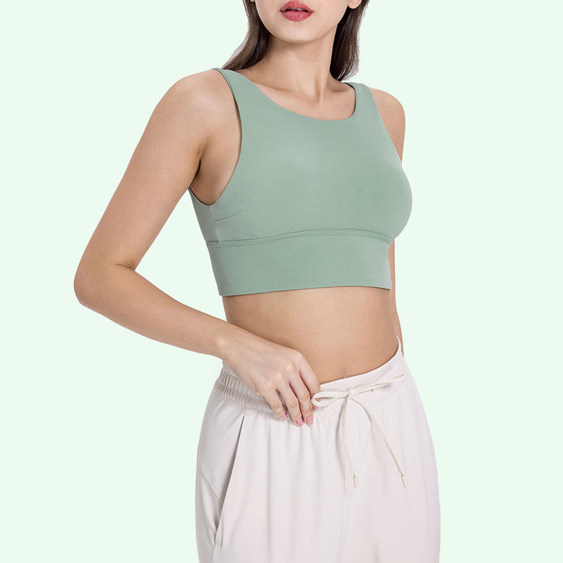 090- Yoga Tank Top High Neck Bra Quick Drying Sports Bras Solid Color Fitness Vest Sexy Hollow Back Shockproof Undershirt with Removable Cups