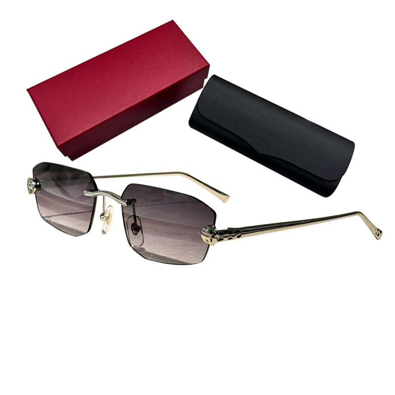 luxury 0474 designer sunglasses men women Diamond Cut Sunglasses Vintage Panther Rimless Sun Glasses Luxury Designer Shades Eyewear Mens Lentes De S
