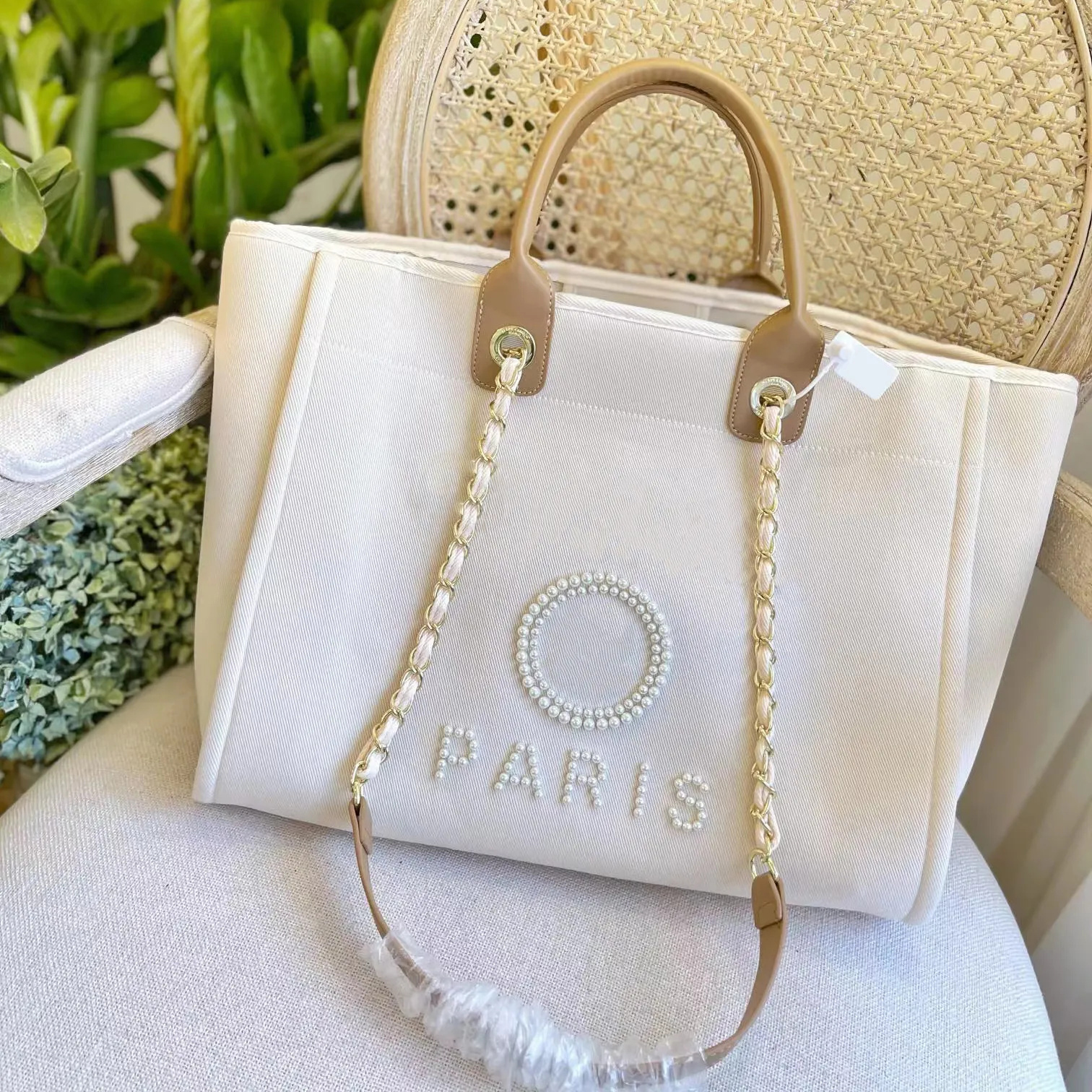 Designer large deauville tote Beach Bags Luxury handbag purse Shop travel Shoulder CC Bag Women's mens pearl gold chain bag duffle fashion c-image-989729232